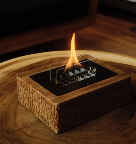 TENDERFRAME เปลวไฟตั้งโต๊ะ - WB-090 MGO WOOD CARVING 90 WOOD FIREPLACE