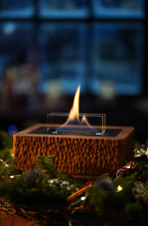 TENDERFRAME  เปลวไฟตั้งโต๊ะ  - WB-090 MGO WOOD CARVING 90 WOOD FIREPLACE