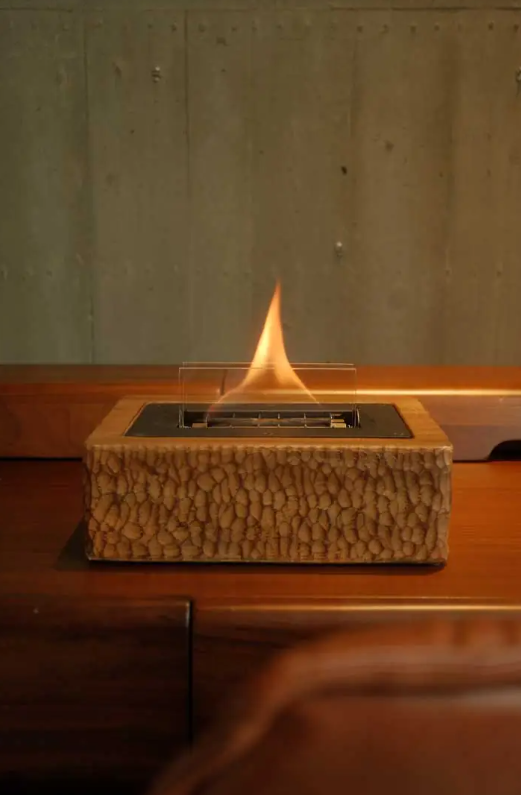 TENDERFRAME  เปลวไฟตั้งโต๊ะ  - WB-090 MGO WOOD CARVING 90 WOOD FIREPLACE